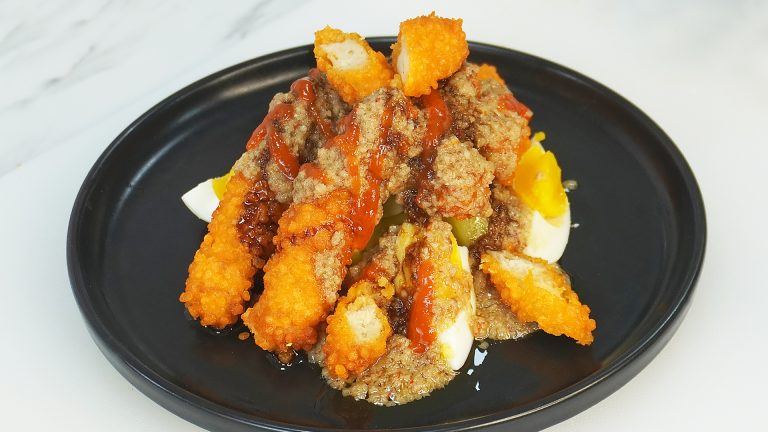 Kriuk Nugget Stick dengan Saus Kacang